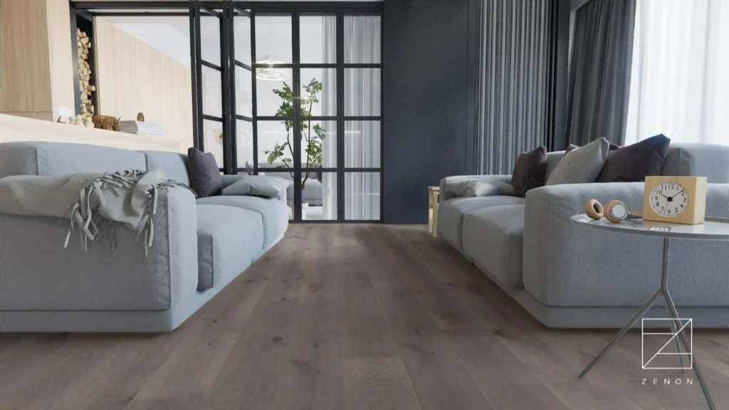 Grey colour scheme in living room.