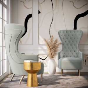 Jezebel Velvet Wingback Chair – Grey