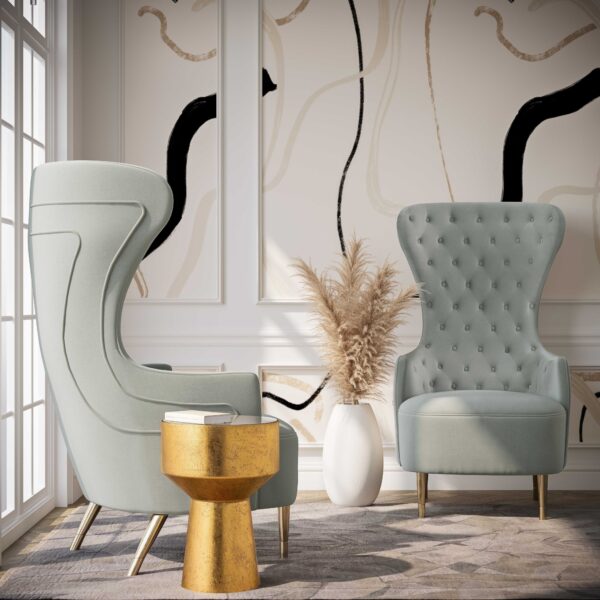 The Monarch Velvet Wingback Chair – Grey