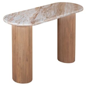 The Ashford Natural Marble & Wood Pedestal Console Table