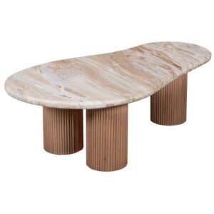 The Ashford Natural Marble & Wood Pedestal Coffee Table
