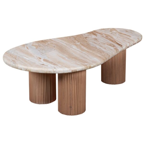 The Ashford Natural Marble & Wood Pedestal Coffee Table