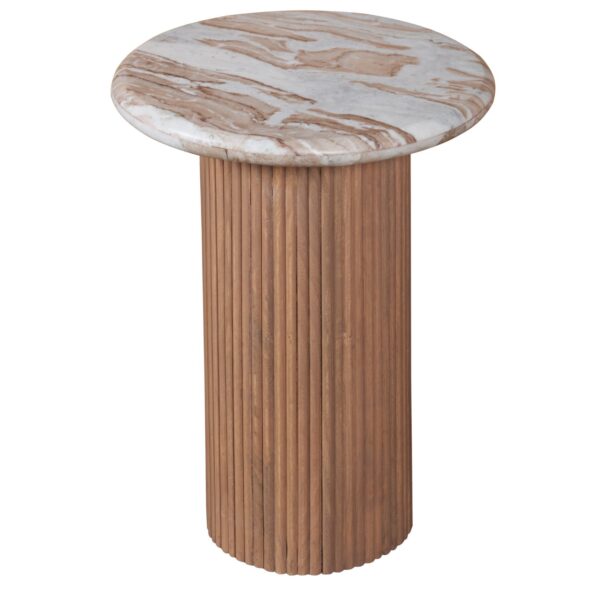 The Ashford Natural Marble & Wood Pedestal Side Table