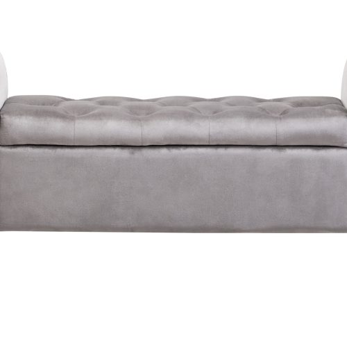 Lysandra Grey Velvet Ottoman Storage Bench