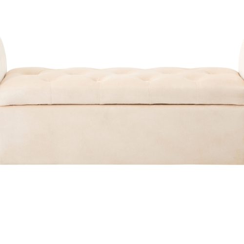 Lysandra Stone Velvet Ottoman Storage Bench
