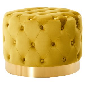 Lysandra Pistachio Velvet Stool With Matte Gold Finish Base