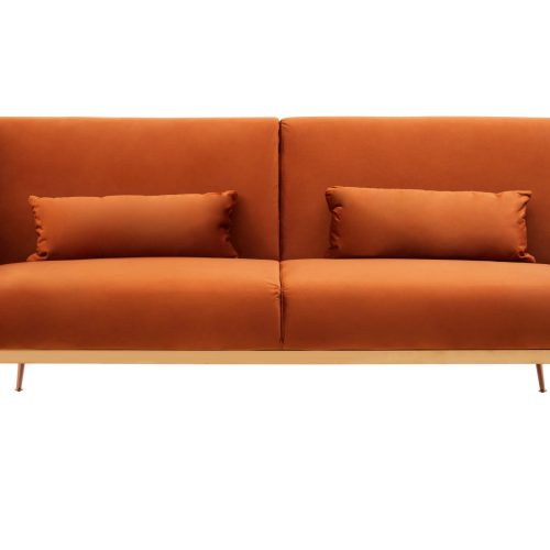 Hestelle Burnt Orange Velvet Sofa Bed