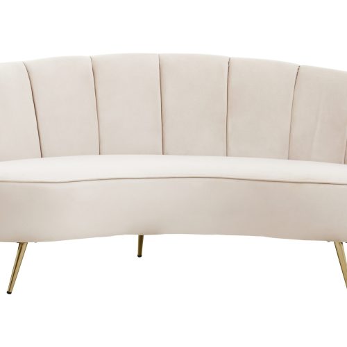 Helissara Three Seat Beige Velvet Sofa