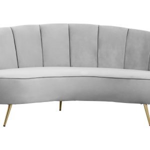 Helissara Three Seat Grey Velvet Sofa