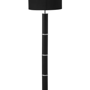 Hélianthe Black Snake Leather Effect Floor Lamp with Chrome Base and Black Shade
