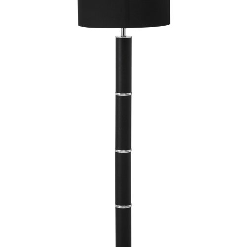 Hélianthe Black Snake Leather Effect Floor Lamp with Chrome Base and Black Shade