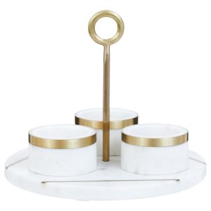Olbia Marble Condiment Set With White Tray