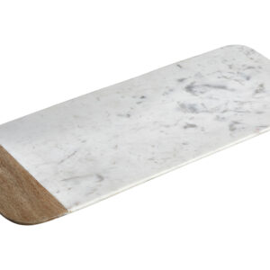 Mirabile Small White Marble And Mango Wood Serving Tray