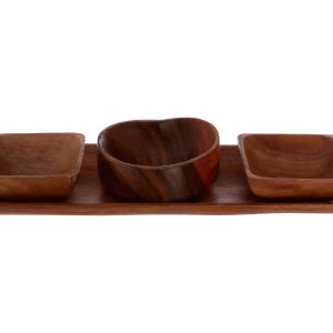 Kastella Acacia Wood 3 Piece Serving Dish Set With Tray