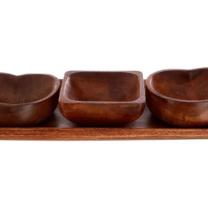 Kastella Acacia 3 Piece Serving Dish Set With Tray
