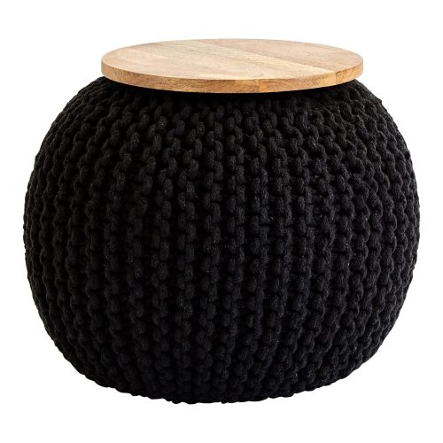 Fusione di Perla Black Knitted Pouffe Fusione di Perla Black Knitted Pouffe