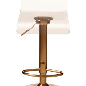 Barocco Clear Acrylic Seat Bar Stool with Gold Base
