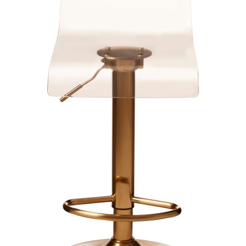 Barocco Clear Acrylic Seat Bar Stool with Gold Base