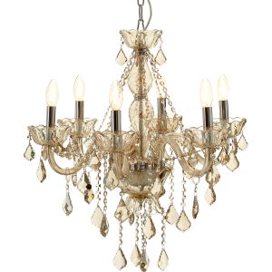 Millelume 8 Bulb Chrome And Cognac Glass Chandelier