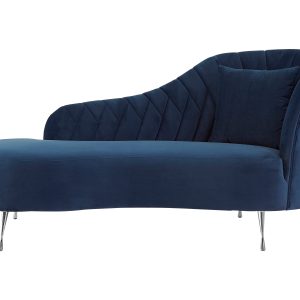 Rubino Dark Blue Velvet Right Hand Chaise Longue