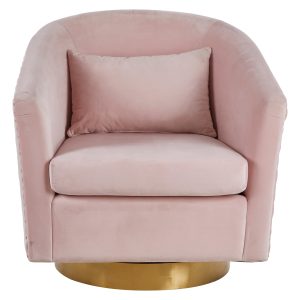 Parenza Pink Velvet Chair with Gold Base