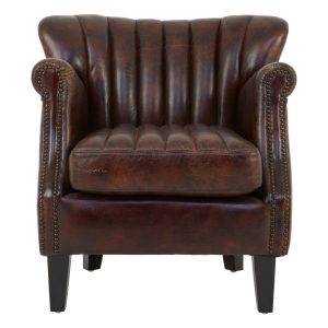 Valora Winged Brown Leather Armchair