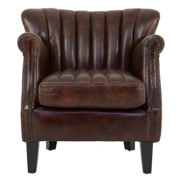 Valora Winged Brown Leather Armchair