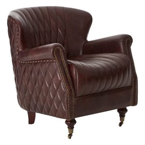 Valora Coffee Leather Winged Armchair