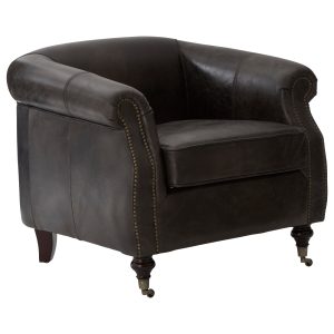 Valora Grey Leather Winged Armchair