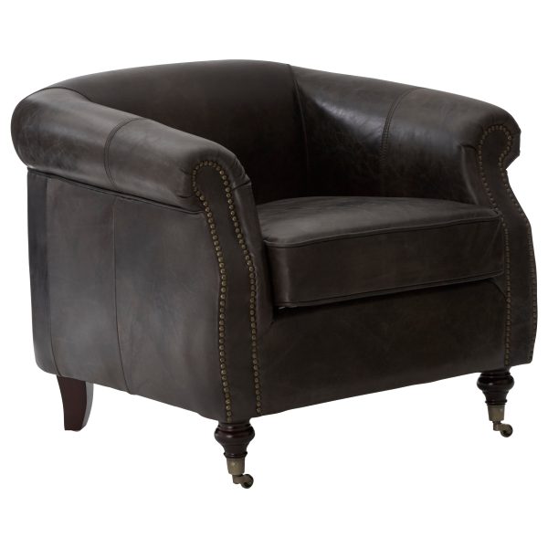 Valora Grey Leather Winged Armchair