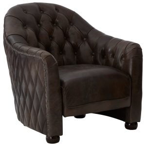 Valora Grey Leather Classic Armchair
