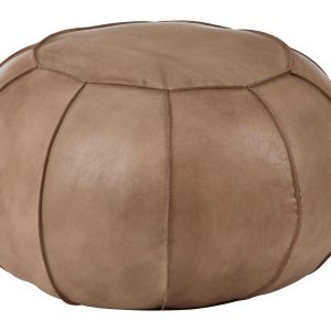 Bravura Grey Leather Pouffe