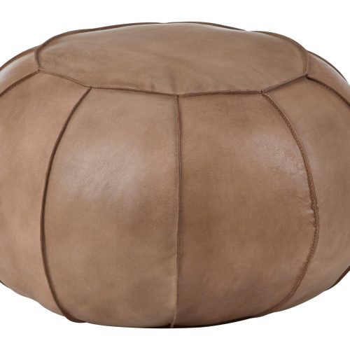 Bravura Grey Leather Pouffe