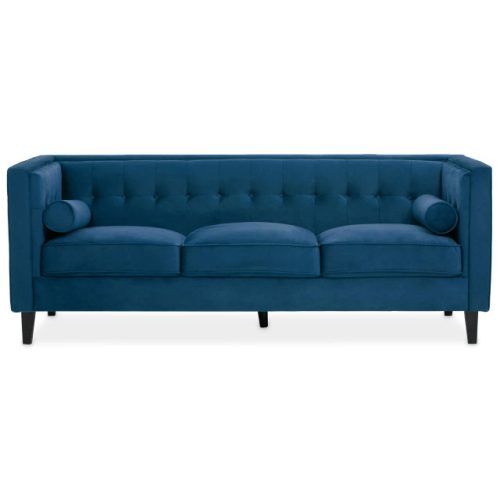 Halina 3 Seat Blue Velvet Sofa