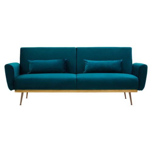 Hestelle Green Velvet Sofa Bed