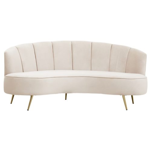 Helissara Three Seat Beige Velvet Sofa