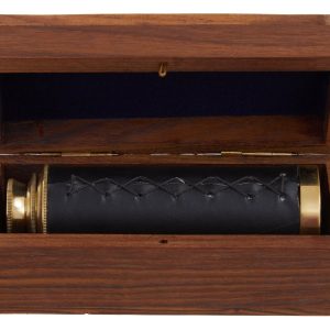 Cervo Brown Leather Effect Telescope With Wooden Box