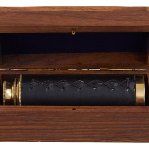 Cervo Brown Leather Effect Telescope With Wooden Box