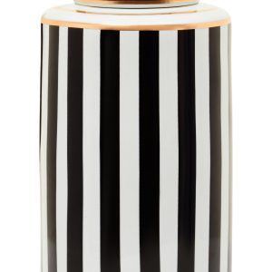 Danza  Large Black And White Stripes Ceramic Jar