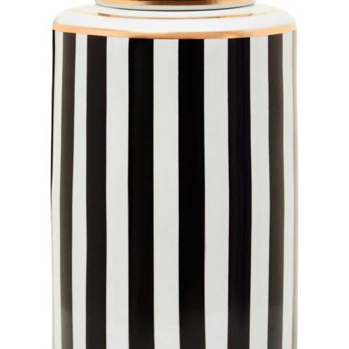 Danza  Large Black And White Stripes Ceramic Jar