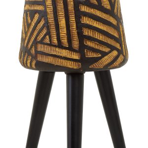Domus Natural And Black Planter With Angular Legs