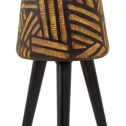 Domus Natural And Black Planter With Angular Legs