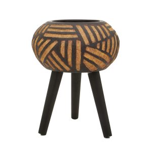 Domus Natural And Black Tapered Planter