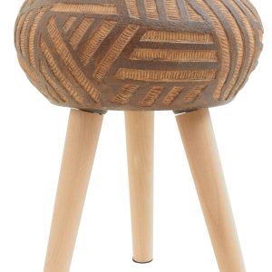 Domus Round Brown Planter With Angular Legs