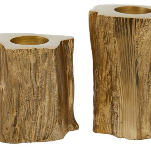 Armonia Set Of Two Gold Tealight Holders