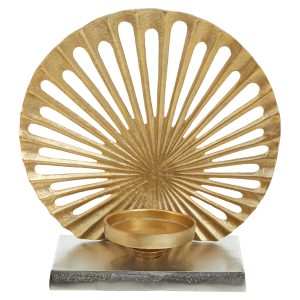 Deiva Large Two Toned Silver and Gold Finish Candle Holder