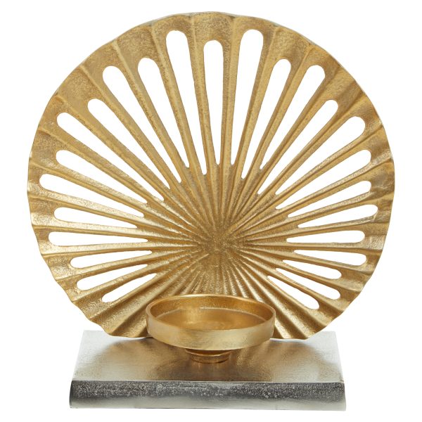 Deiva Large Two Toned Silver and Gold Finish Candle Holder