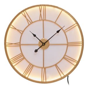 Giens Small Gold And White Led Wall Clock