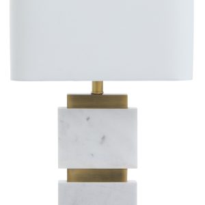 Emera Table Lamp with Marble Base and Ivory Shade