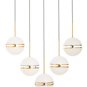 Aurore Five Ball Brass Pendant Light